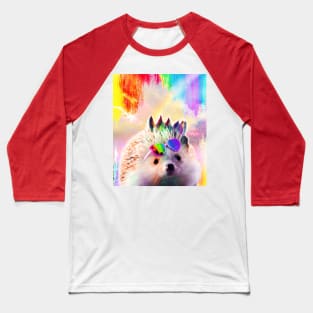 Rainbow Hedgehog Wearing Love Heart Glasses Baseball T-Shirt